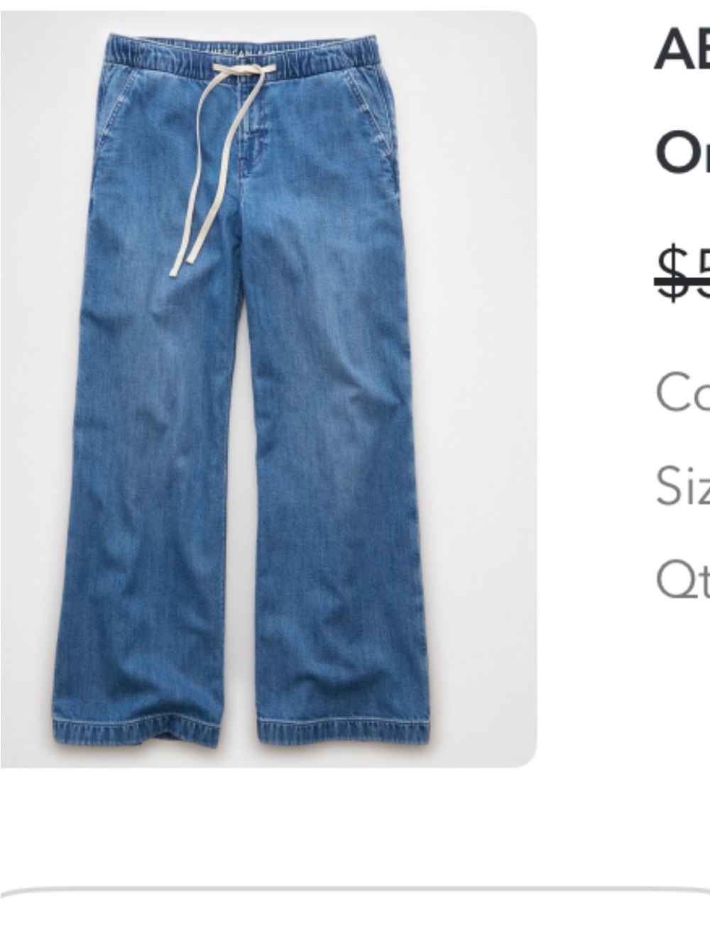 Women’s wide leg Drawstring Denim Jeans light - Blue